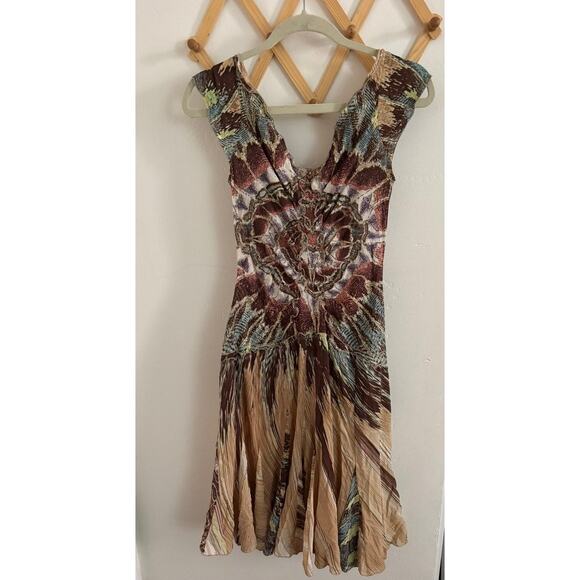 Roberto Cavalli Dress Women's Large Vintage 90s Knee Length Silk Y2K - Picture 7 of 9